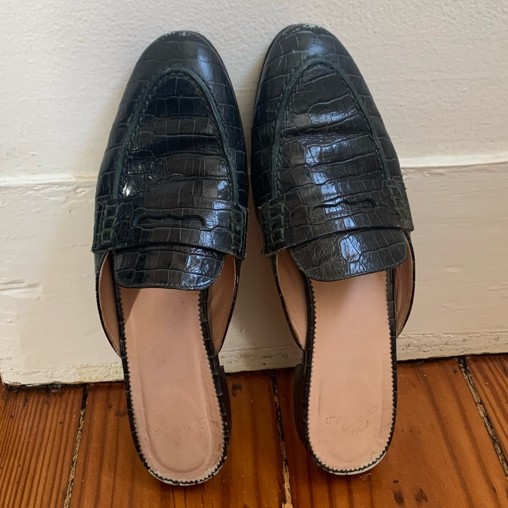 J. Crew Academy Penny Loafer, Green Croc, 8.5